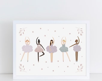 Lilac Ballerinas printable, ballet poster, Instant Download print, girls bedroom print, Children's art, Playroom print, nursery printable