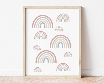 Spring Rainbows printable, nursery printable, Kid's poster, Instant Download print, Children's poster, pastel print, playroom, rainbow art