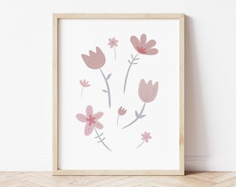 Pastel Flowers printable, nursery printable, Kid's poster, Instant Download print, Children's poster, pastel print, playroom, floral art