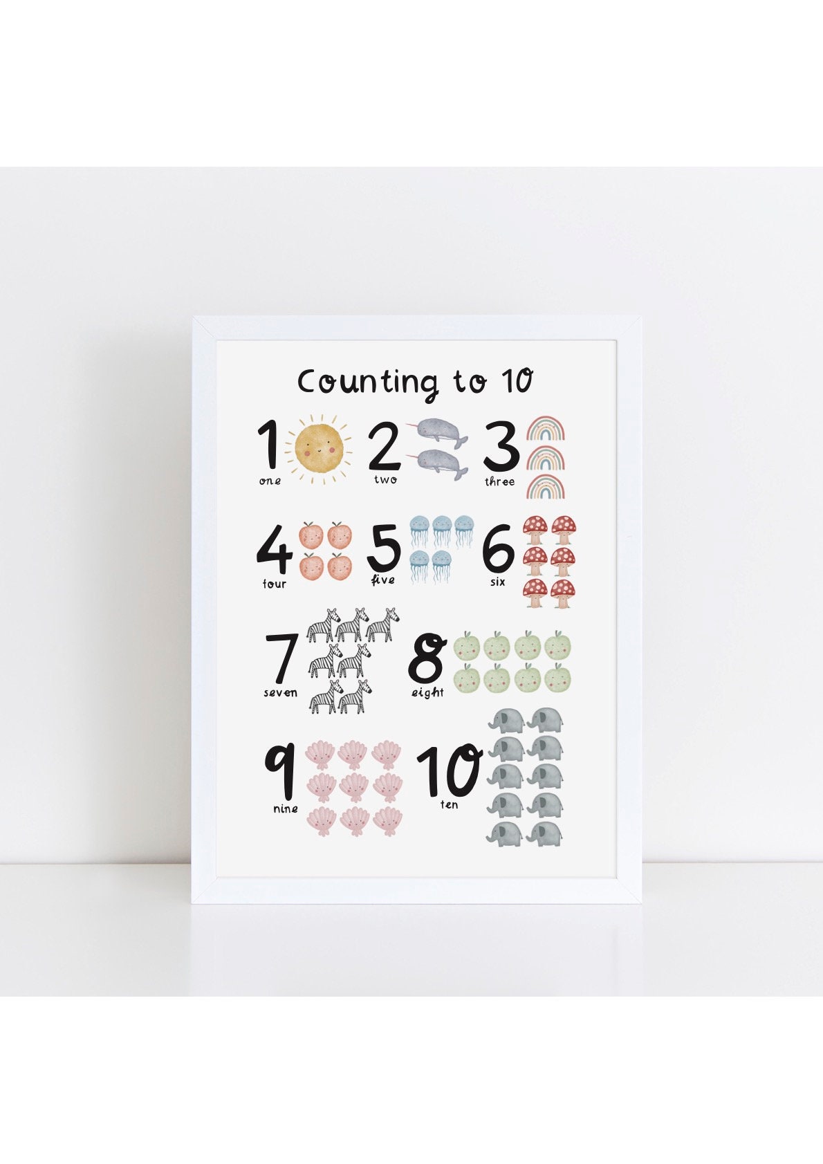 Counting to 10 Maths Printable, A4 + 8x10