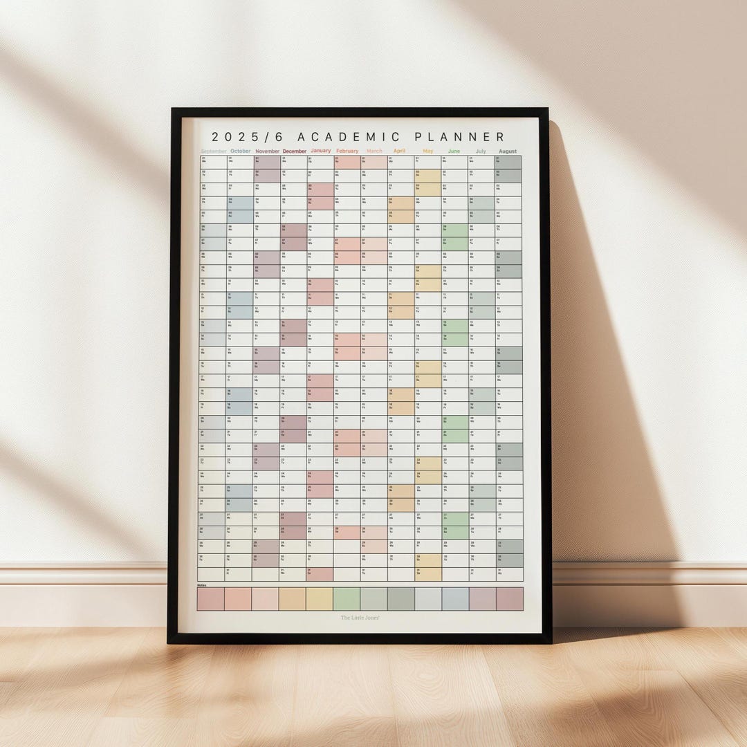 2025-2026 Academic Wall Planner Printable, Academic Year Planner