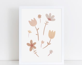 Boho Flowers printable, botanic poster, Instant Download, boho bedroom print, Children's art, gender neutral poster, boho nursery wall art