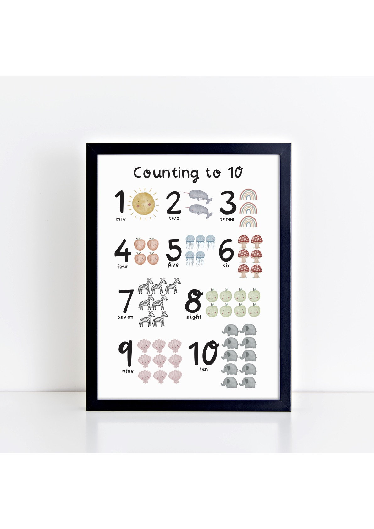 Counting to 10 Maths Printable, A4 + 8x10