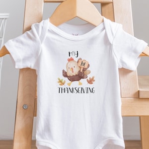 First Thanksgiving Onesie®: babyoutfit aquarel kalkoen