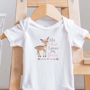 Aunt Onesie®, Aunt Baby Clothes, My Aunt Loves Me, Baby Shower Gift, Aunt to Be Gift, Pregnancy Reveal, Deer Onesie®, Cute Aunt Onesie®