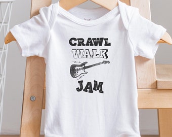 Crawl Walk Jam Onesie®, Guitar Onesie®, Baby Shower Gift, Music Onesie®, New Baby Gift, Unique Baby Gift, Rocker Baby Clothes, Rock n Roll