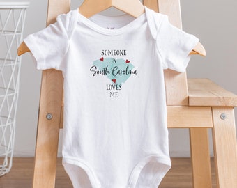 South Carolina Loves Me Onesie, Watercolor State Baby Shower Gift