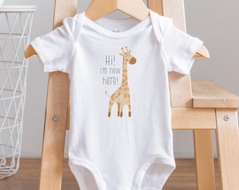 I'm New Here Giraffe Onesie®, Just Hatched Onesie®, Baby Shower Gift, Giraffe Onesie®, Coming Home Outfit, Hello Onesie®, New Baby Gift