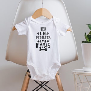 My Big Brothers Have Paws Onesie®, Dog Onesie®, Fur Baby Onesie®, Pregnany Reveal Onesies®, Pregnancy Announcement, Funny Baby Onesie® image 1