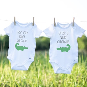 Alligator Twin Onesies®, Twin Baby Clothes, Twin Baby Shower, Gifts for Twin Babies, Twin Baby Clothes, Twin Baby Gift, Twin Boy and Girl