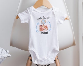 World Traveler Baby Onesie®: Watercolor Globe, Suitcases