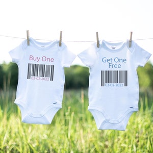 Buy One Get One Free Onesie®, Twin Onesies®, Twin Baby Shower, Twin Baby Gifts, Twin Baby Clothes, Twin Baby Girl and Boy, Baby Shower Gift