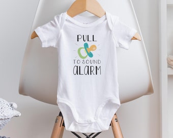 Funny Baby Onesie®: 'Pull to Sound Alarm' - Gender Neutral Gift