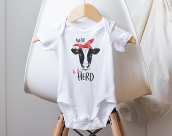 New To The Herd Onesie®, Funny Baby Onesie®, Farm Baby Clothes, Baby Shower Gift, Cow Baby Clothes, Cow Onesie®, Farmer Onesie®, Baby Girl