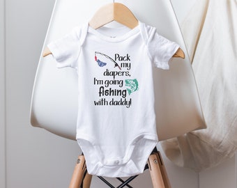 Going Fishing with Daddy Onesie®, Funny Baby Onesies® Fishing Baby Clothes, Baby Boy Clothes, Baby Girl Clothes, Baby Shower Gift