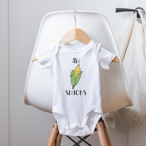 Corn Baby Onesie®: Kawaii Vegetable, &quot;Aw Shucks&quot; Farm Bodysuit