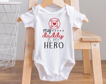 Brandweerman Daddy Hero babyromper, brandweerman kraamcadeau