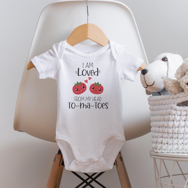 I Am Loved From My Head Tomatoes Onesie®, Funny Baby Onesies®, Tomato Onesie®, Hipster Baby,  Vegetable Onesie®, Country Baby Clothes, Farm