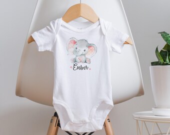 Baby Name Onesie®, Personalized Baby Gifts, Elephant Baby Clothes, Baby Girl Clothes, Unique Baby Gift, Baby Keepsake, Baby Shower Gift