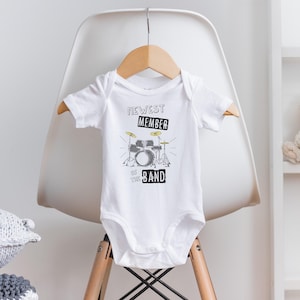 Newest Member Onesie®, Drummer Onesie®, Baby Shower Gift, Music Onesie®, New Baby Gift, Unique Baby Gift, Rocker Baby Clothes, Rock n Roll image 1