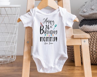 Happy Birthday Mommy Onesie®: Personalized Baby Bodysuit