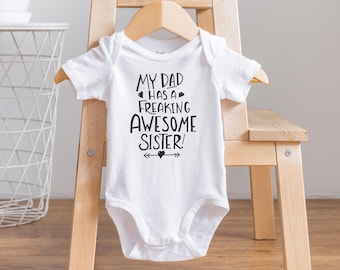 Aunt Onesie®, My Aunt is cooler than my dad, Funny Aunt Onesie®, Aunt Baby Clothes, Baby Shower Gift, Baby Reveal,