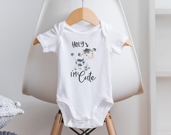 Holy Cow I'm Cute Onesie®, Funny Baby Onesie®, Cow Baby Onesie®, Cow Baby Clothes, Farmer Onesie®, Farm Baby Clothes, Baby Shower Gift