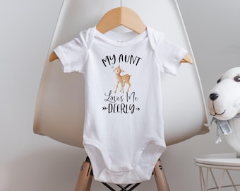 Aunt Onesie®, Aunt Baby Clothes, My Aunt Loves Me, Baby Shower Gift, Aunt to Be Gift, Pregnancy Reveal, Deer Onesie®, Cute Aunt Onesie®