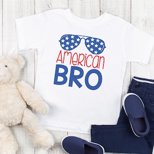 Fourth of July Toddler Shirt, American Bro, Funny Toddler Shirts, Fourth of July Outfit, Trendy Toddler Clothes, Patriotic Toddler Shirt image 1