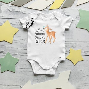 My Aunt Loves Me Onesie®, Aunt Onesie®, Aunt deer shirt, Aunt Baby Reveal, Deer Baby Outfit, Aunt Baby Clothes, Personalized Aunt Shirt image 2