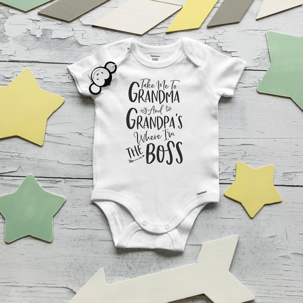 Grandma and Grandpa Onesie®, Funny Baby Onesie®, Baby Shower Gift, Pregnancy Reveal to Grandparents, I Love Grandpa, I love Grandma Onesie®