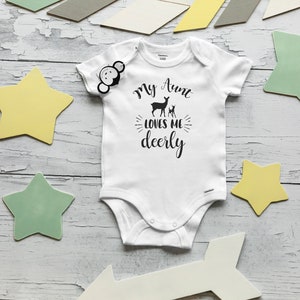 My Aunt Loves Me Deerly Onesie®, Funny Baby Onesies®, Aunt Onesie®, Auntie Onesie®, Aunt Baby Clothes, Pregnancy Reveal to Aunt image 2