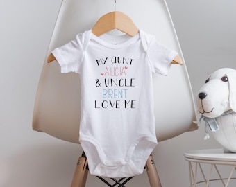 Aunt and Uncle Onesie®, My Aunt and Uncle Love Me,  Aunt and Uncle Pregnancy Announcement, Baby Shower Gift, Unisex Baby Clothes