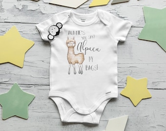 Auntie Onesies®,Auntie Alpaca My Bags Onesie®, Auntie Loves Me, Auntie Baby Clothes