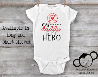 HANDMADE Fireman Fire Fighter Firefighter Fire Dept Department Babies Baby Clothes Clothing Unisex Boys Girls Newborn Infant Shower Gift Jumper Jumpsuit Bodysuit