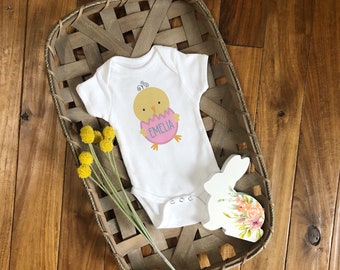 Baby Chick Girl Onesie®, Easter Onesie®, Easter Baby Outfit, Easter Baby Clothes, Easter Baby Onesie®, Personalized Easter Outfit