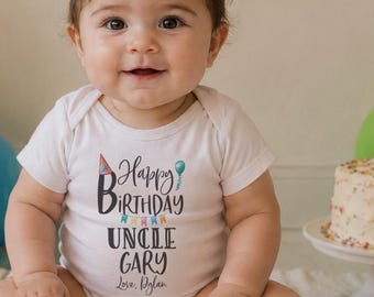 Happy Birthday Uncle Onesie®: Personalized Baby Bodysuit