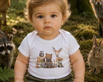 Woodland Animals Baby Boy Onesie®: Watercolor Forest Outfit