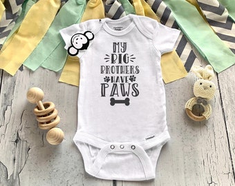 Retro 1970s Style Paw Silhouette Dog Baby Girl Long Sleeve Bodysuit Baby Rompers