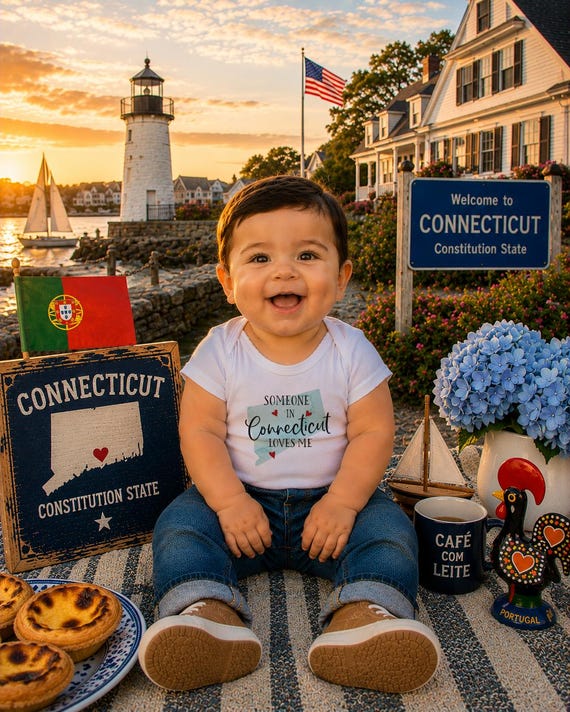 Connecticut Baby Onesie®: Watercolor State, Long Distance Gift