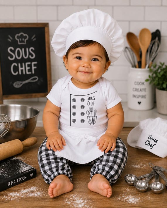 Sous Chef Baby Onesie®, Cooking Outfit, Baby Shower Gift