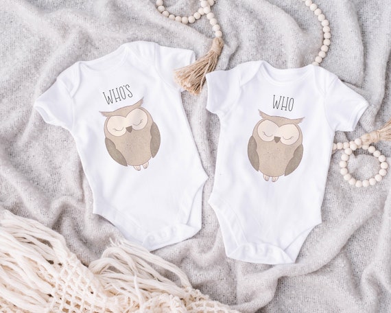 Who's Who Owl Twin Onesies®, Owl Twins Shirt, Cute Twin Outfits,  Matching Onesies® for twins