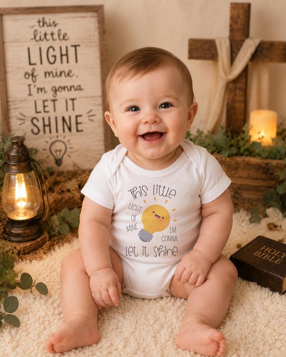 Christian Baby Onesie®: This Little Light of Mine, Kawaii Lightbulb