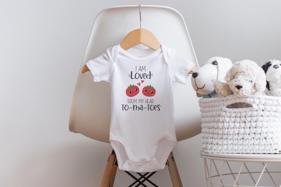 I Am Loved From My Head Tomatoes Onesie®, Funny Baby Onesies®, Tomato Onesie®, Hipster Baby,  Vegetable Onesie®, Country Baby Clothes, Farm