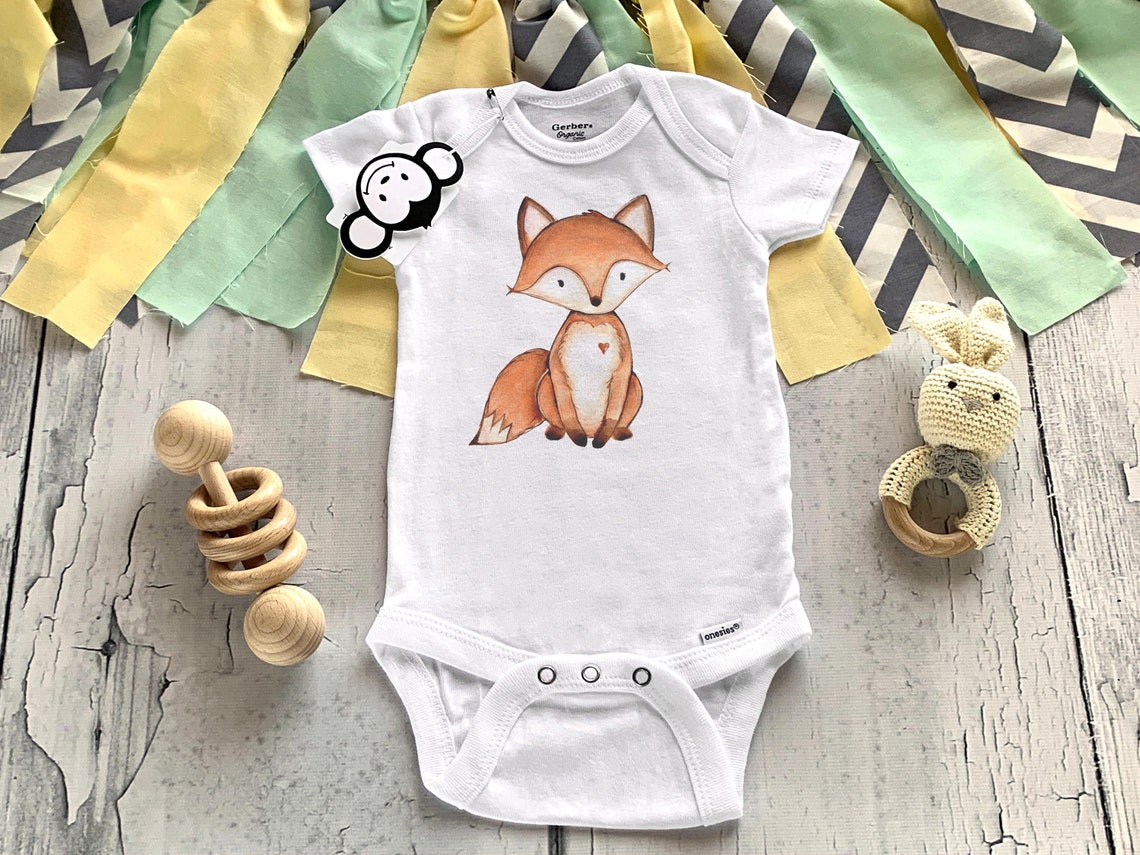 Fox Onesie® Fox Baby Outfit Woodland Baby Shower Fox Baby Etsy