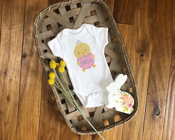 Baby Chick Girl Onesie®, Easter Onesie®, Easter Baby Outfit, Easter Baby Clothes, Easter Baby Onesie®, Personalized Easter Outfit
