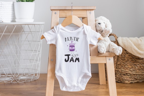 Auntie Is My Jam, Auntie Onesie®, Pregnancy Reveal, My Auntie Loves Me Onesie, Auntie To Be Gift, Cute Baby Onesies®, Baby Shower Gift