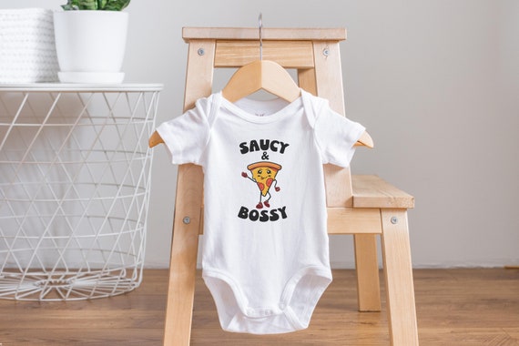 Saucy and Bossy Pizza Baby Onesies®, Pizza Baby Clothes,Pizza Baby Shower