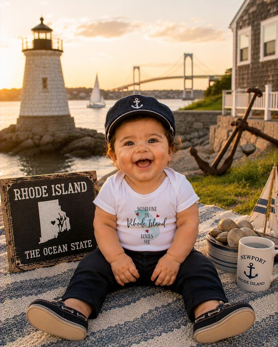 Rhode Island Baby Onesie®: Watercolor State Design