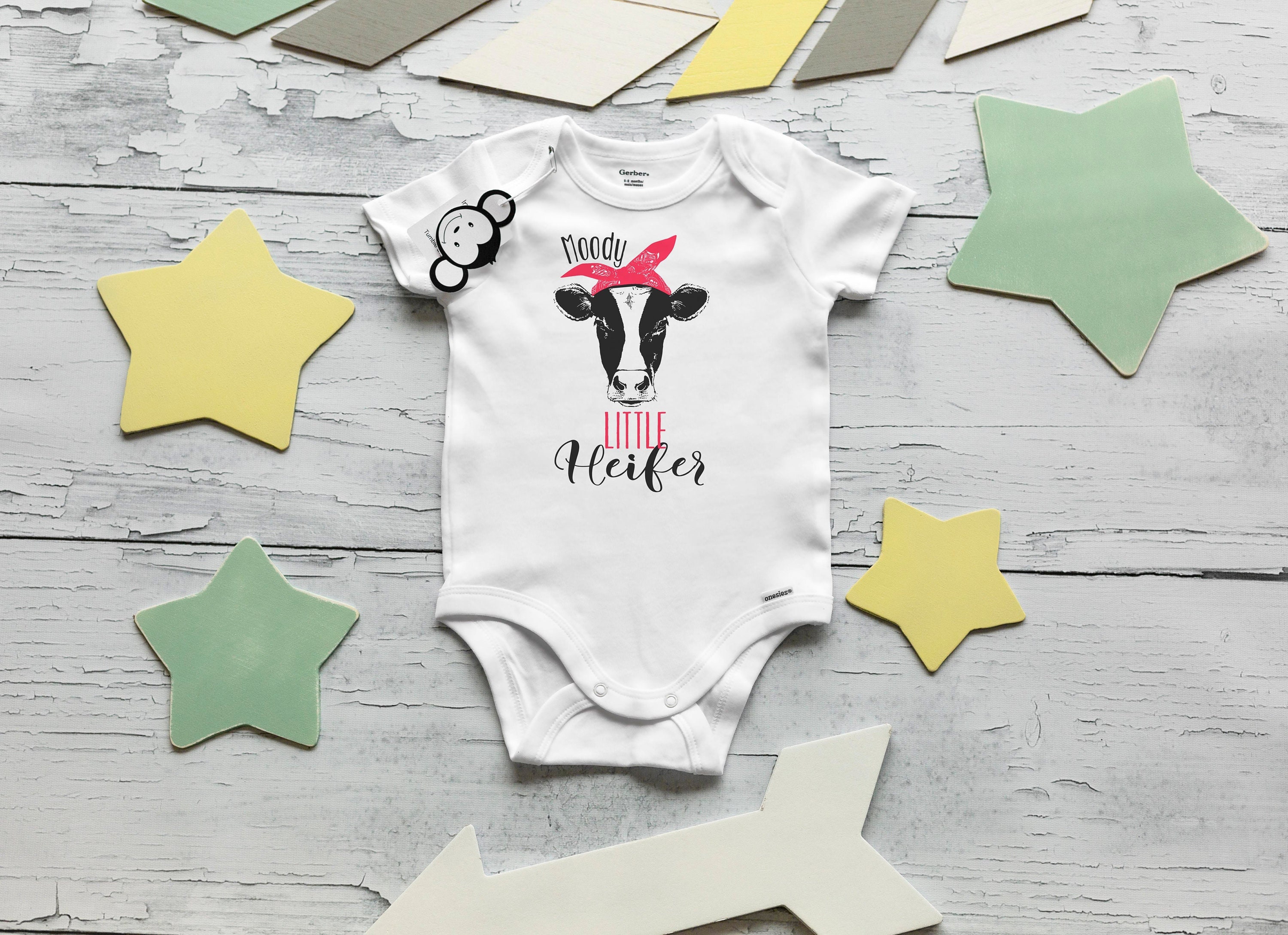 Heifer Onesie®, Cow Baby Outfit, Moody Onesies®, Funny Baby Onesies